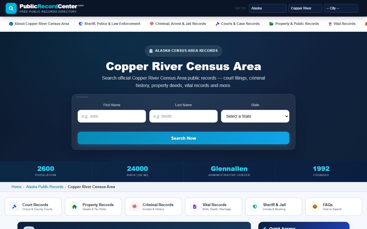 Copper River Census Area marriage license records at Alaska Vital Records