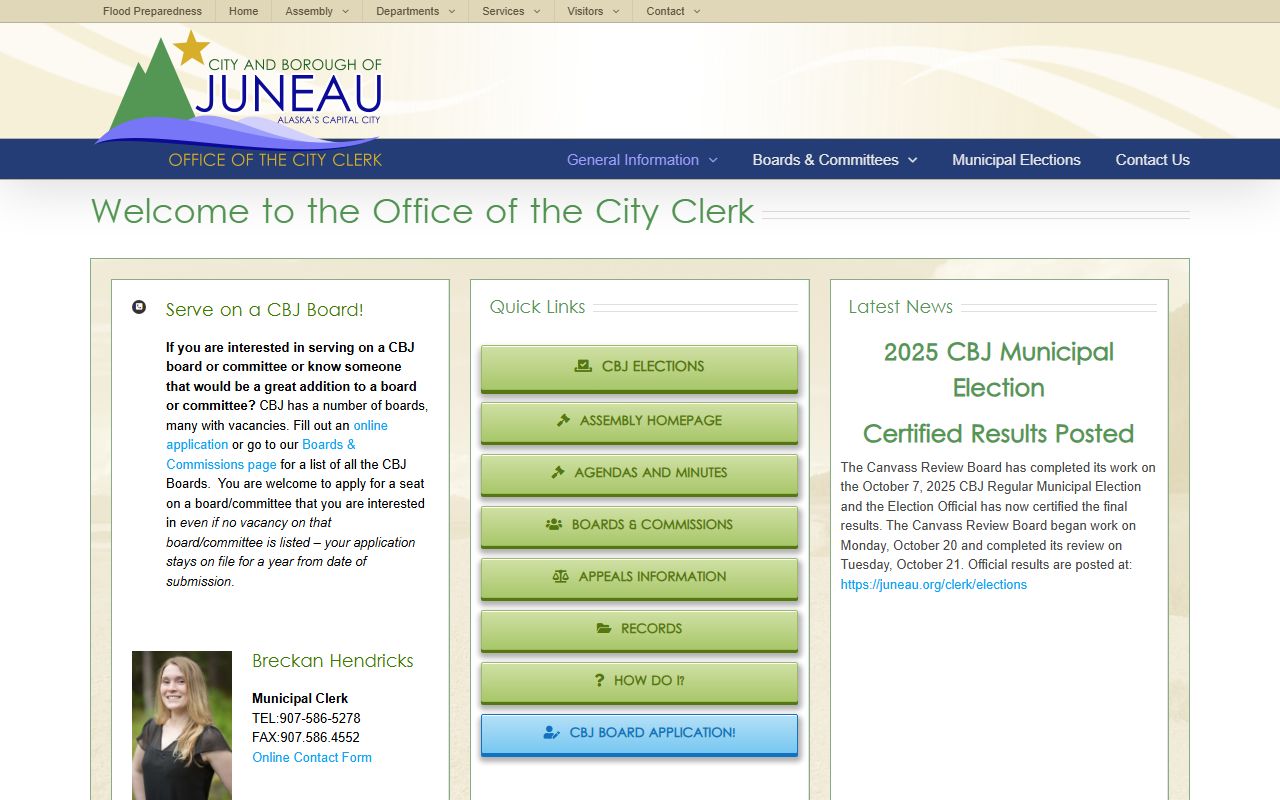 Juneau City and Borough Clerk office marriage license records