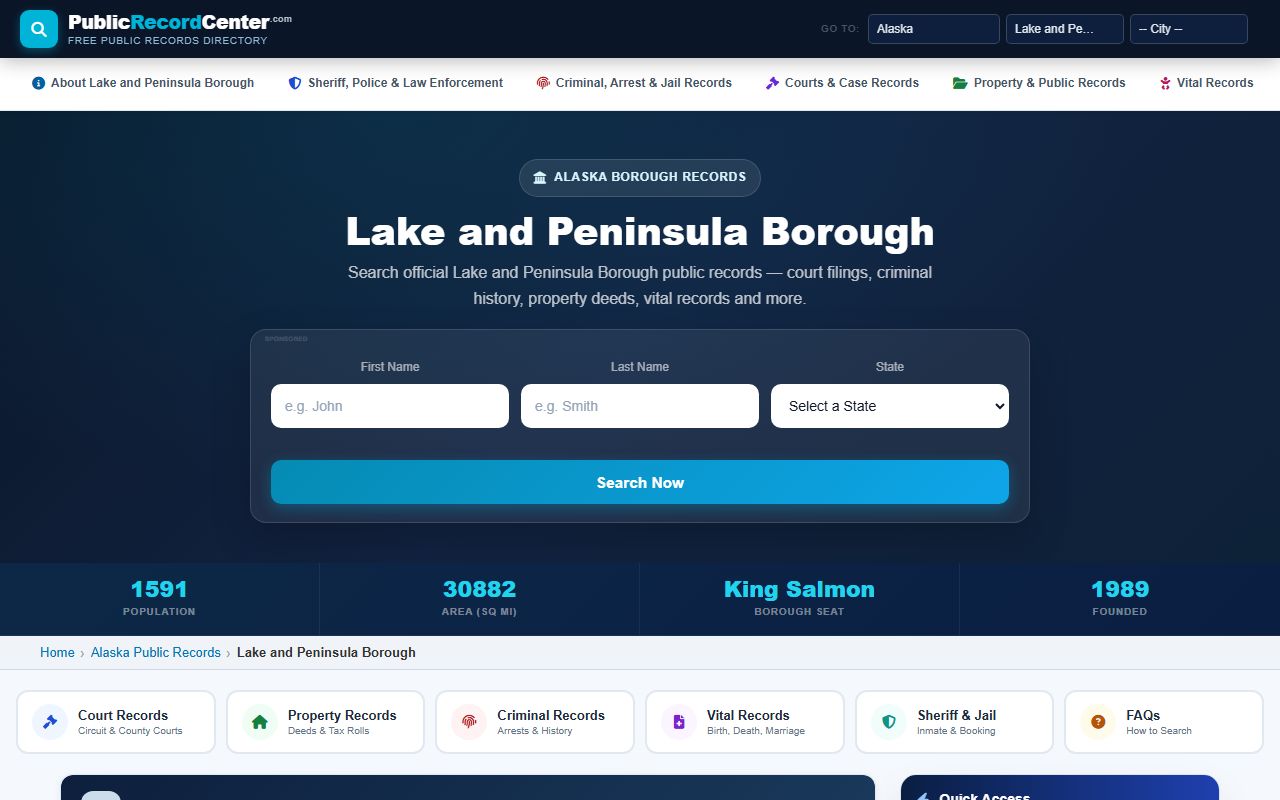 Lake and Peninsula Borough marriage license public records