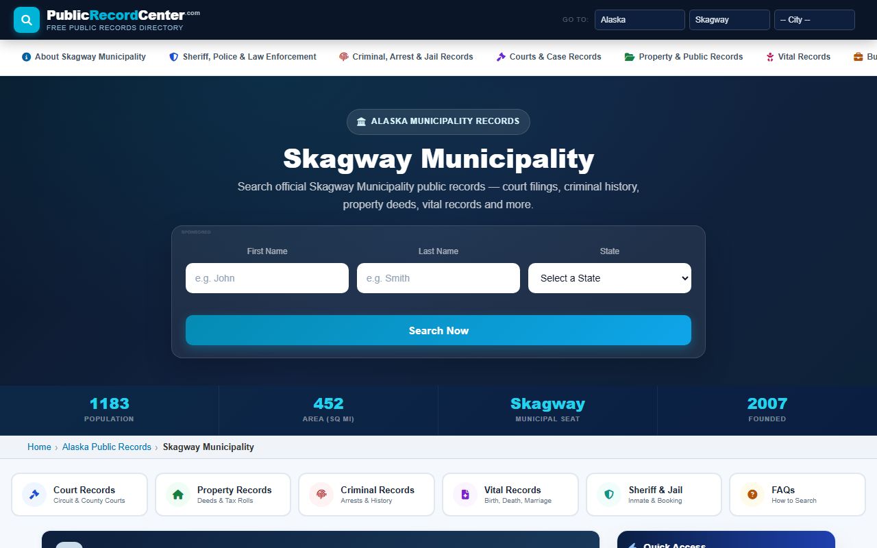 Skagway Municipality marriage license public records